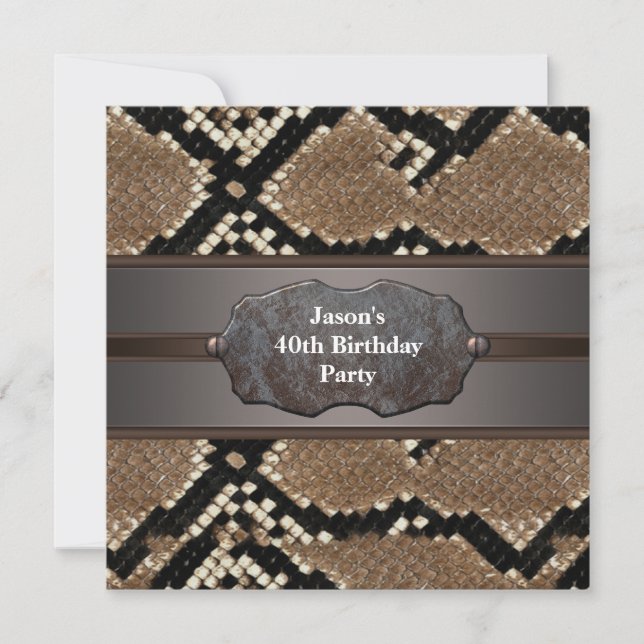 Snakeskin Metal Mans 40th Birthday Party Invitation (Front)