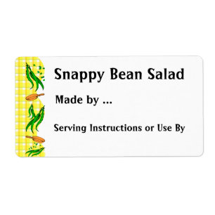 Snap Beans Custom Canning or Freezer Labels