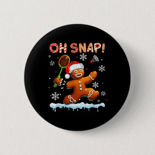 Snap Chrismas Gingerbread Broken Playing Badminton 6 Cm Round Badge