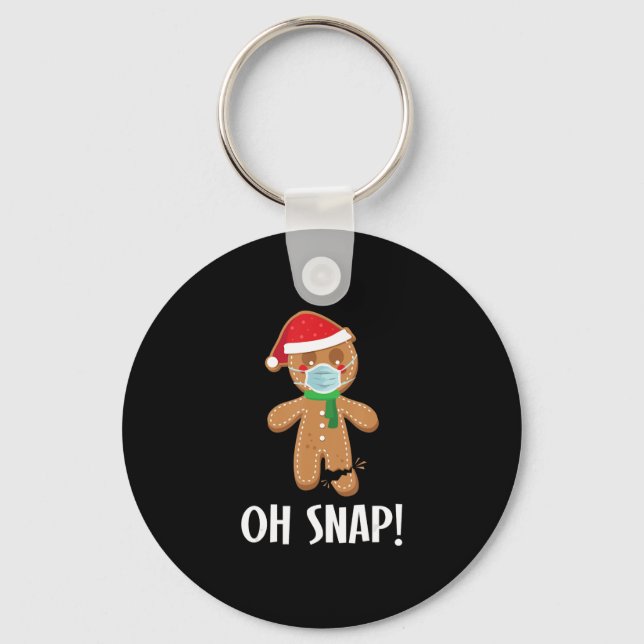 Snap Christmas Ginger Bread Man Mask Holiday Gift Key Ring (Front)