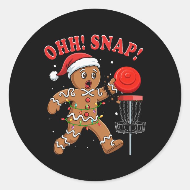 Snap Christmas Santa Gingerbread Playing Disc Golf Classic Round Sticker (Front)