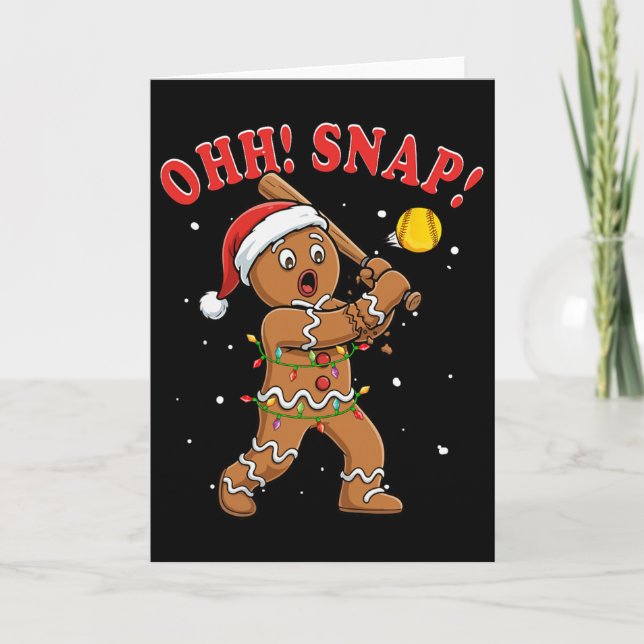 Snap Christmas Santa Gingerbread Playing Softll Pl Card (Front)