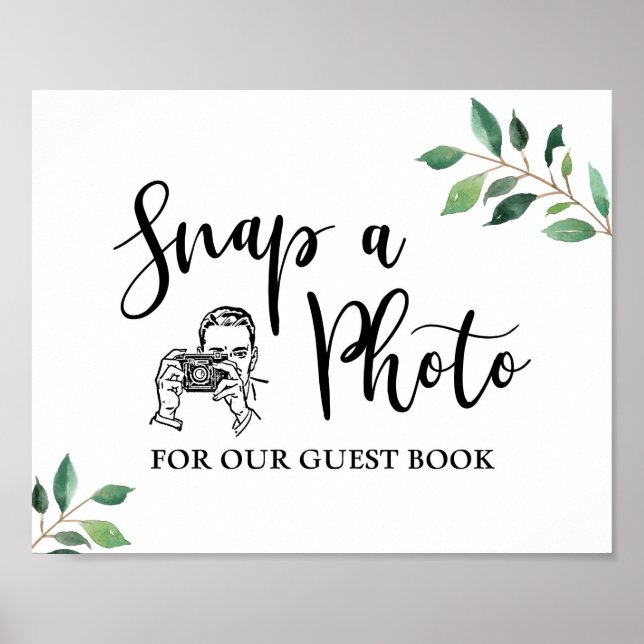 Snap Photo for Our Guest Book Greenery Sign (Front)