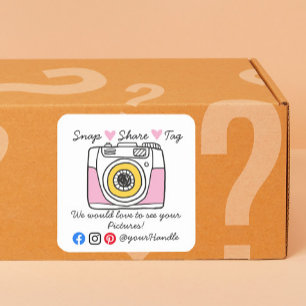 Snap & Share Thank You social media parcel  Square Sticker