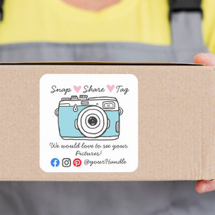 Snap & Share Thank You social media parcel  Square Sticker