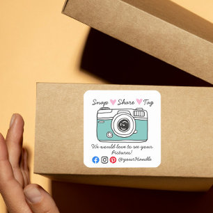 Snap & Share Thank You social media parcel  Square Sticker