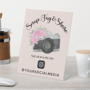 Snap, Tag, Share Instagram Social Media Pedestal Sign