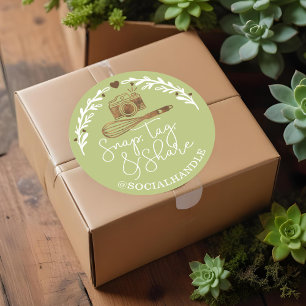 Snap,Tag, Share Social Media Camera & Bakery Whisk Classic Round Sticker