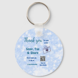 Snap tag share social media q r code glitter blue key ring