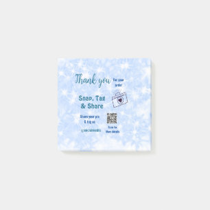 Snap tag share social media q r code glitter blue post-it notes