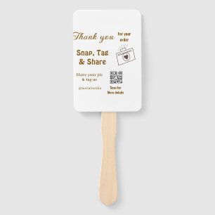 Snap tag share social media q r code glitter pink hand fan