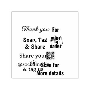 Snap tag share social media q r code glitter pink self-inking stamp