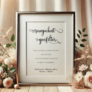 Snapchat geofilter black white Wedding Sign