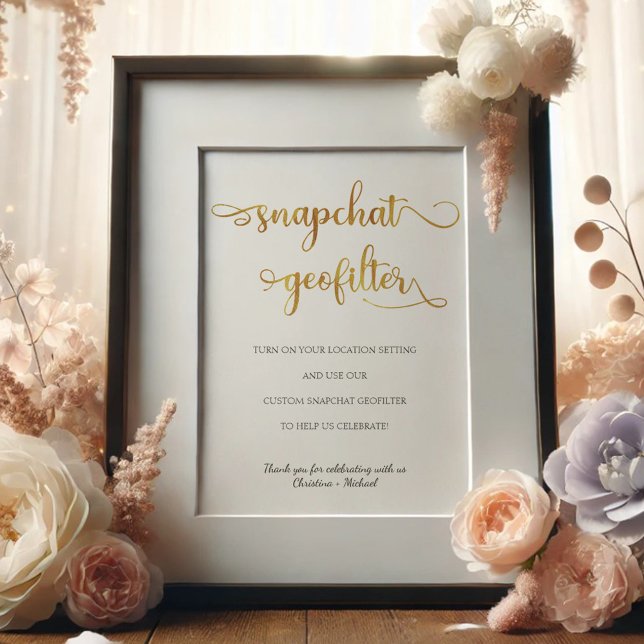 Snapchat geofilter gold white Wedding Sign (Creator Uploaded)