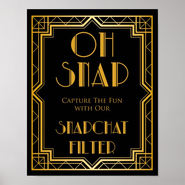 Snapchat Wedding Sign | Gatsby Art Deco (Front)