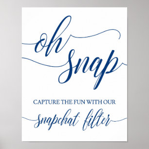Snapchat Wedding Sign Navy Blue Calligraphy
