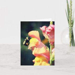 Snapdragon And Bee Flower Photography Note Card