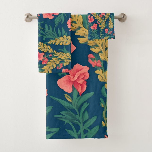 Snapdragon Rainbow Colourful Personalised Pattern Bath Towel Set (Insitu)