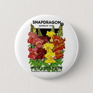 Snapdragon Vintage Seed Packet 6 Cm Round Badge