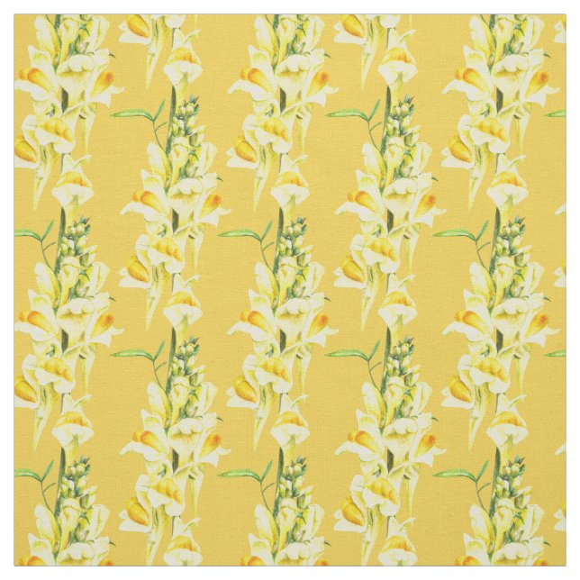 Snapdragon watercolor botanical art wildflower fabric (Swatch)