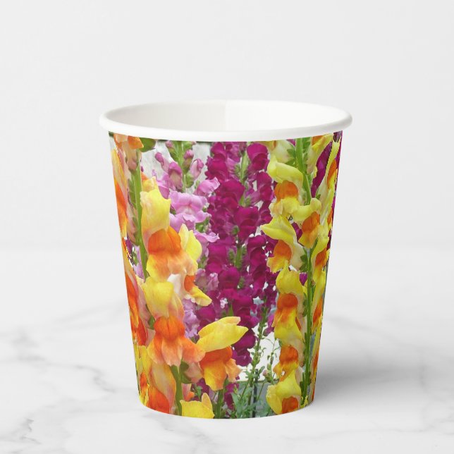Snapdragons Colorful Floral Paper Cups (Left)