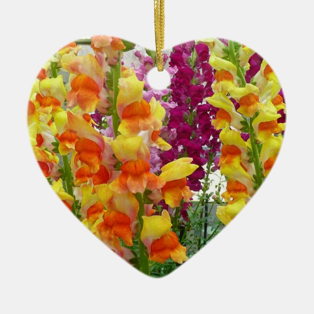 Snapdragons Colourful Floral Ceramic Tree Decoration (Front)