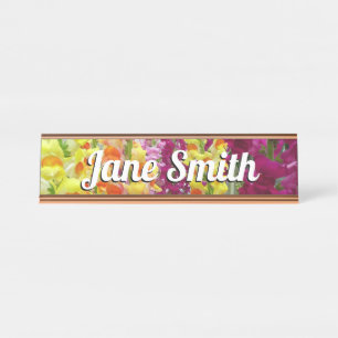 Snapdragons Colourful Floral Desk Name Plate