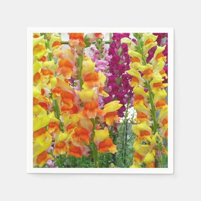 Snapdragons Colourful Floral Napkin (Front)