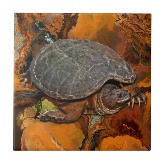 Snapping Turtle Terrapin-lover Gift Tile (Front)