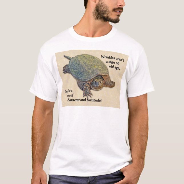Snapping Turtle Wrinkled Old Age Wisdom T-Shirt (Front)