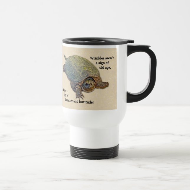 Snapping Turtle Wrinkled Old Age Wisdom Travel Mug (Right)