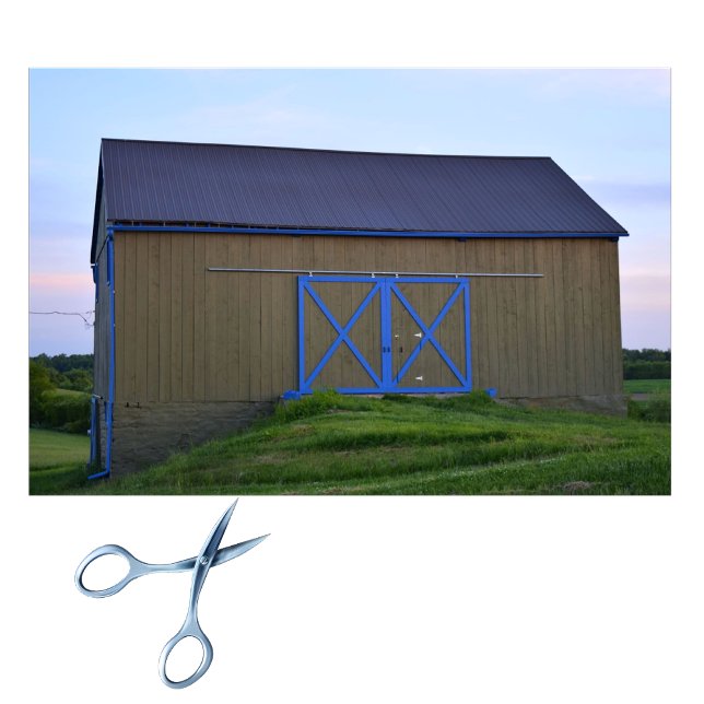 Snappy Brown Barn with Two Outlined Blue Xs Tissue Paper (Creator Uploaded)