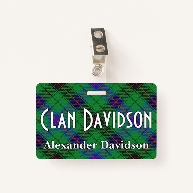 Snappy Clan Davidson Tartan ID Badge (Front with Clip)