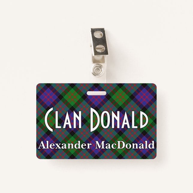 Snappy Clan Donald MacDonald Tartan ID Badge (Front with Clip)