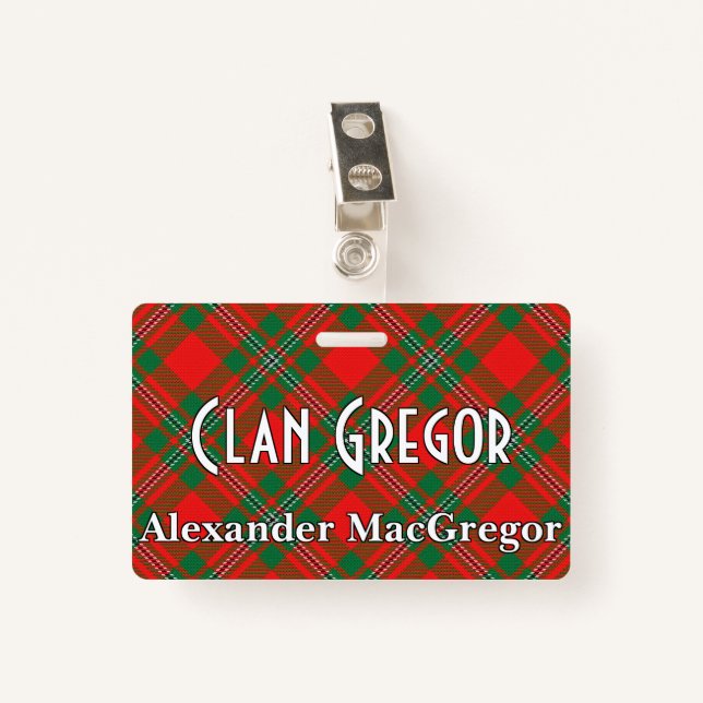 Snappy Clan Gregor MacGregor Tartan ID Badge (Front with Clip)