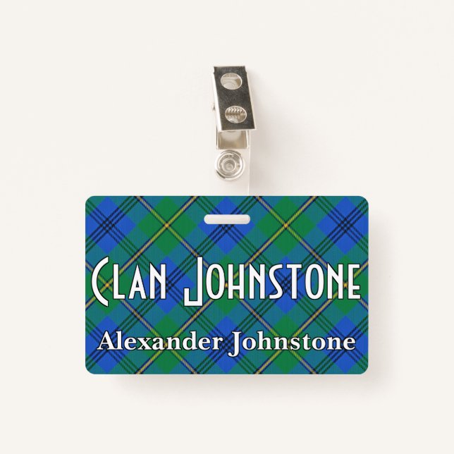 Snappy Clan Johnstone Johnston Tartan ID Badge (Front with Clip)