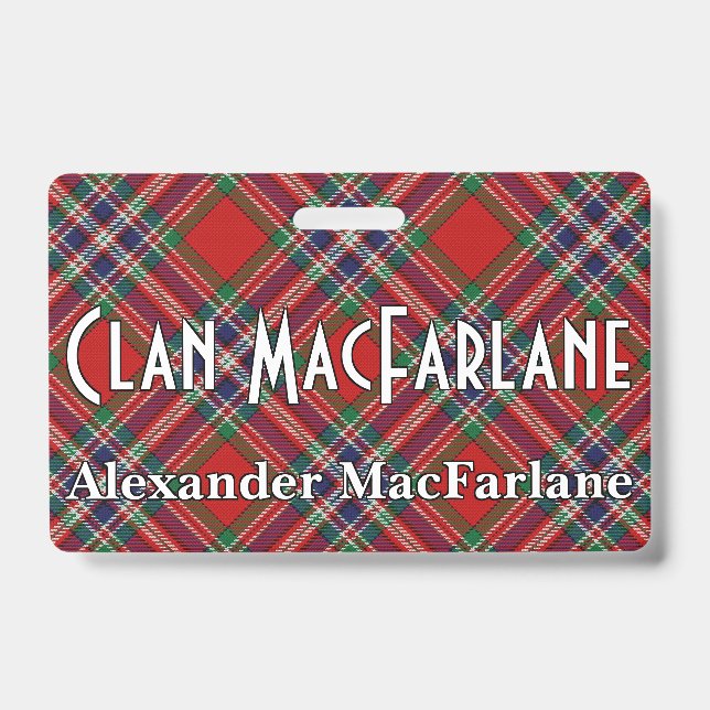 Snappy Clan MacFarlane Tartan ID Badge (Front)