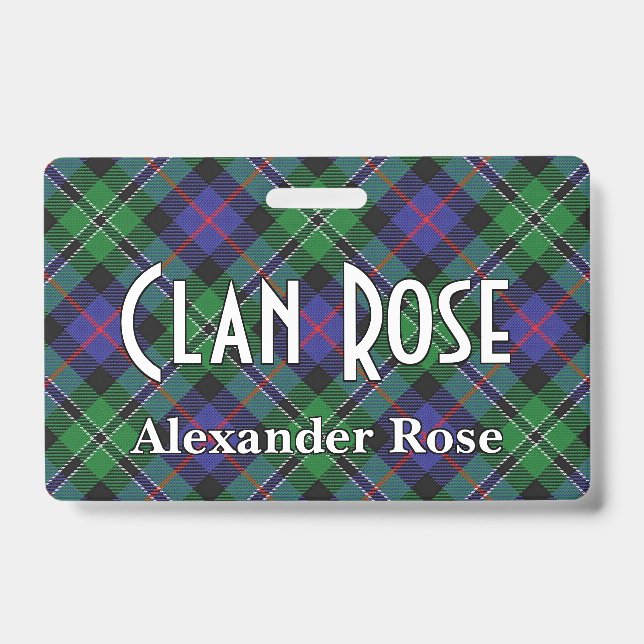 Snappy Clan Rose Tartan ID Badge (Front)