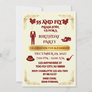 SNAPPY DRESSER Elegant Beige Men's 55th Birthday Invitation