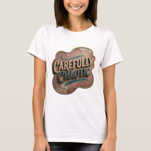 Snappy Gold CAREFULLY CHAOTIC 3D Text Art T-Shirt