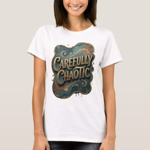 Snappy Gold CAREFULLY CHAOTIC 3D Text Art v2 T-Shirt