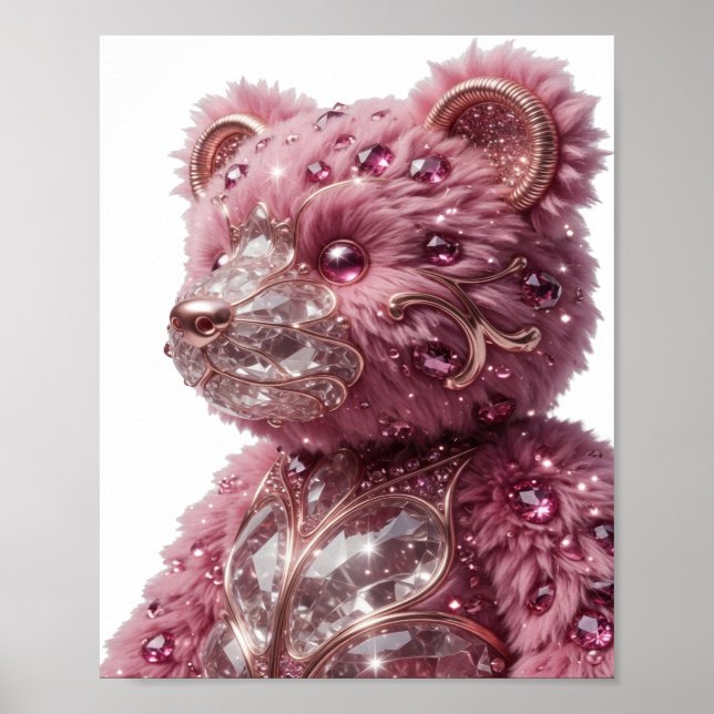 Snappy Gold GEM ENCRUSTED BEAR Modern Design Poster (Front)