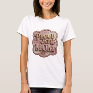 Snappy Gold PROUD CAT MOM Modern Design T-Shirt
