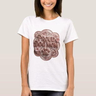 Snappy Gold PROUD DOG MOM 3D Text Art T-Shirt