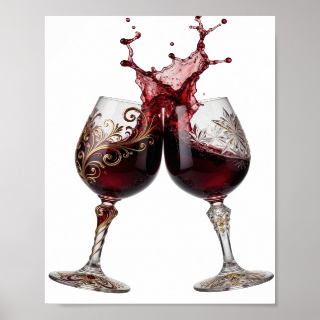 Snappy Gold WINE GLASSES Text Design Poster (Front)