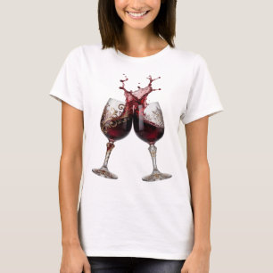 Snappy Gold WINE GLASSES Text Design T-Shirt