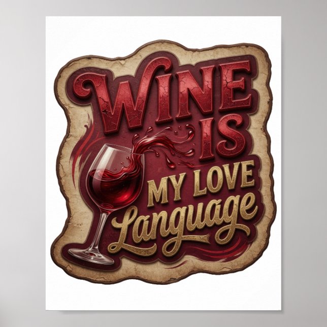 Snappy Gold WINE IS MY LOVE LANGUAGE Poster (Front)