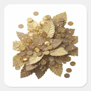 Snappy Gray GOLDEN LEAVES AND COINS Sticker Motif