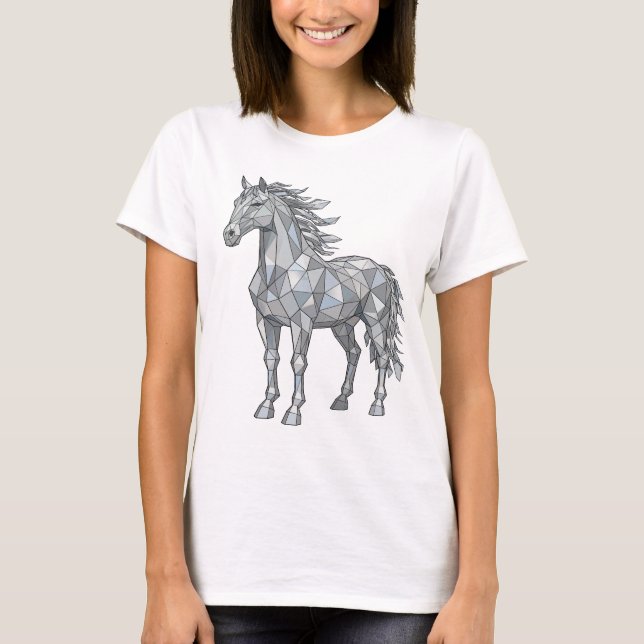 Snappy Grey LOW POLY HORSE Print T-Shirt (Front)