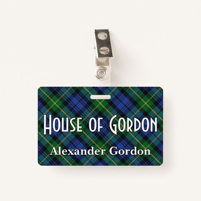 Snappy House of Gordon Tartan ID Badge (Front with Clip)